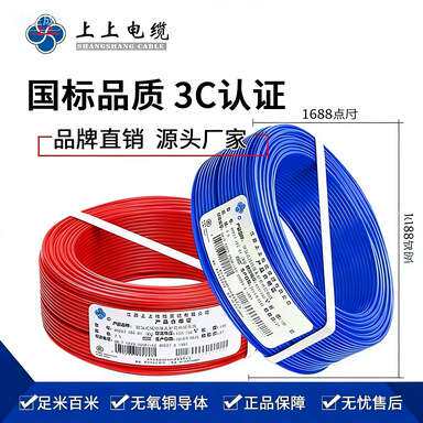 江苏上上BV电线1.5/2.5/4/6平方单芯铜线家装国标纯铜阻燃电线