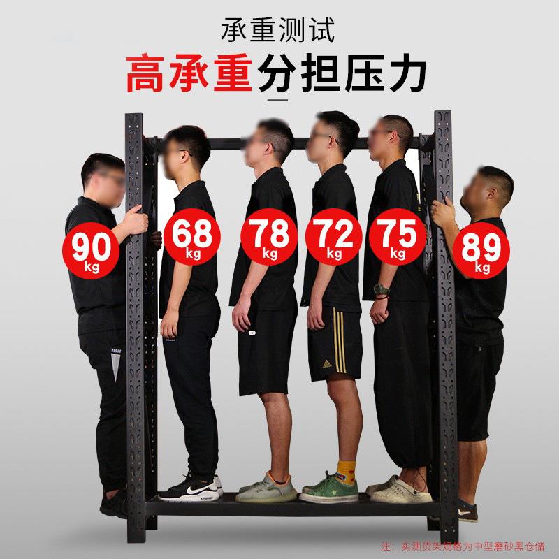 黑色货架轻中型仓储架服装仓库金属五金货物架置物收纳加厚钢制