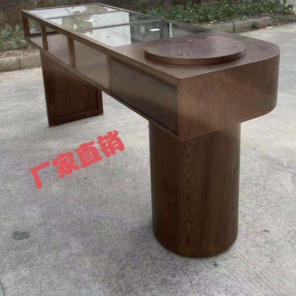 服装店玻璃展示柜中岛台珠宝古玩玉器翡翠店陈列货架展示柜台木