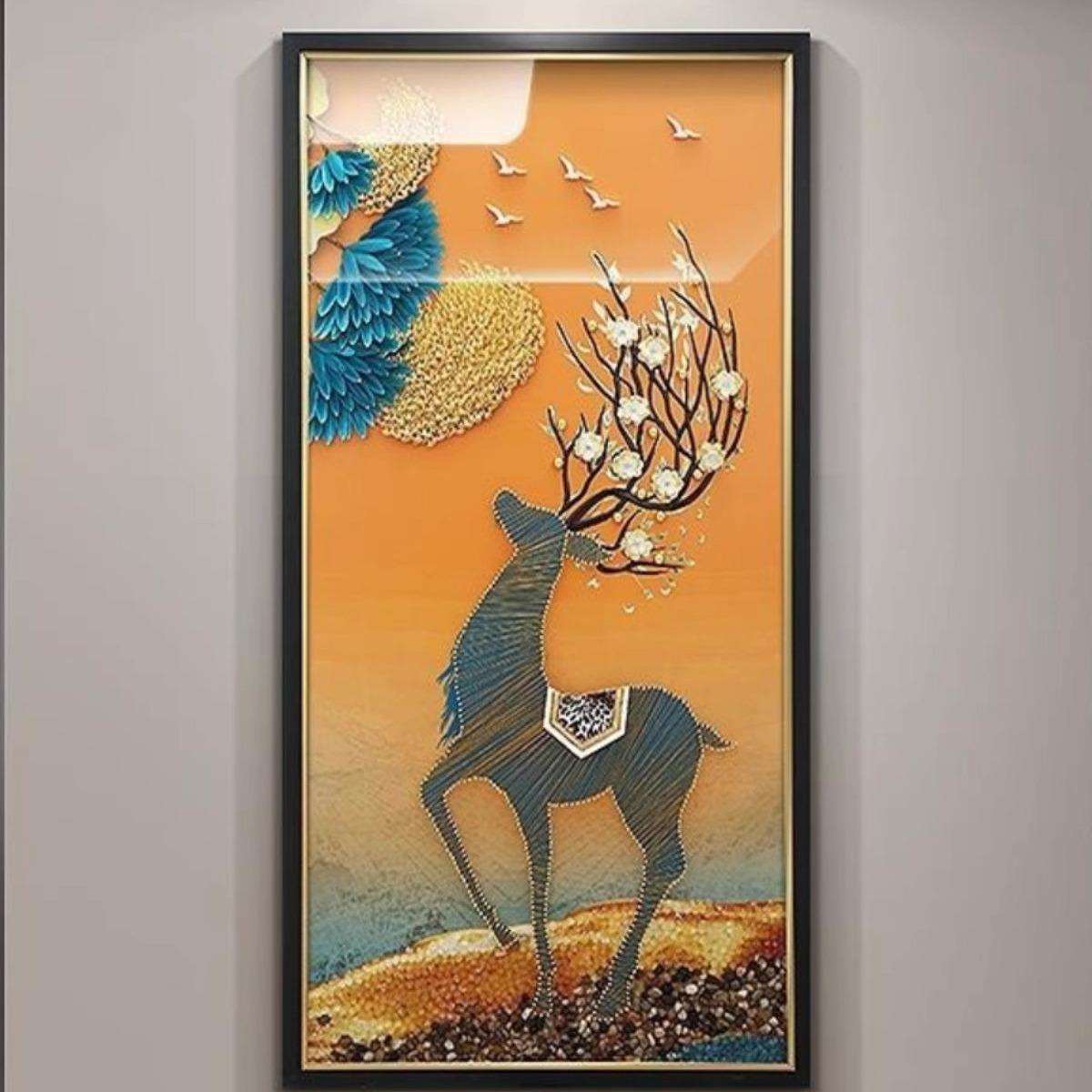 现代立体手工玄关入户实物装饰画3d客厅走廊尽头挂画财鹿菩提高端