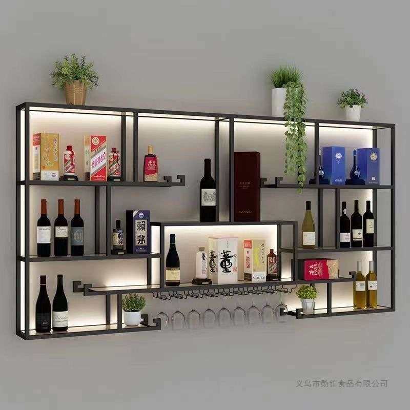 酒架置物架创意壁挂式客厅小户型多宝阁酒架工业风墙上简约商用