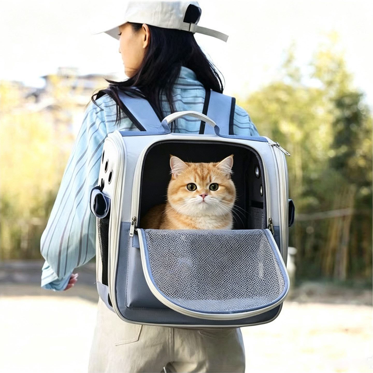 猫包宠物斜挎包便携宠物包透气大空间猫狗通用包小型犬旅行包猫咪