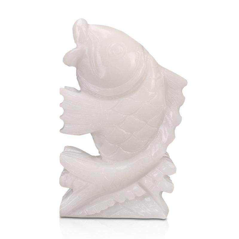 厂家天然白玉鱼年年有余石头玉鱼摆件鱼缸装饰品玉器工艺品