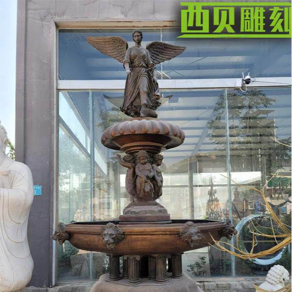 园林景观铸铜喷泉雕塑 小区水景摆件流水西方人物铜喷泉水景雕塑