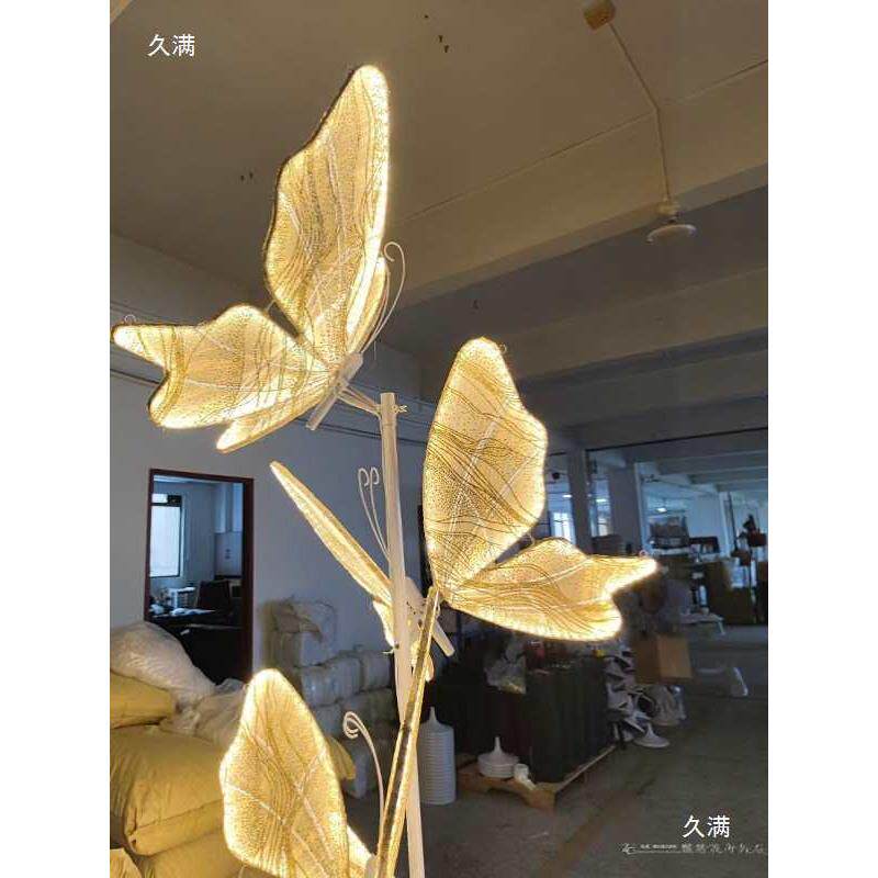 婚庆道具蝴蝶柱路引发光蝴蝶翅膀挂件婚礼堂花艺美陈橱窗摆件