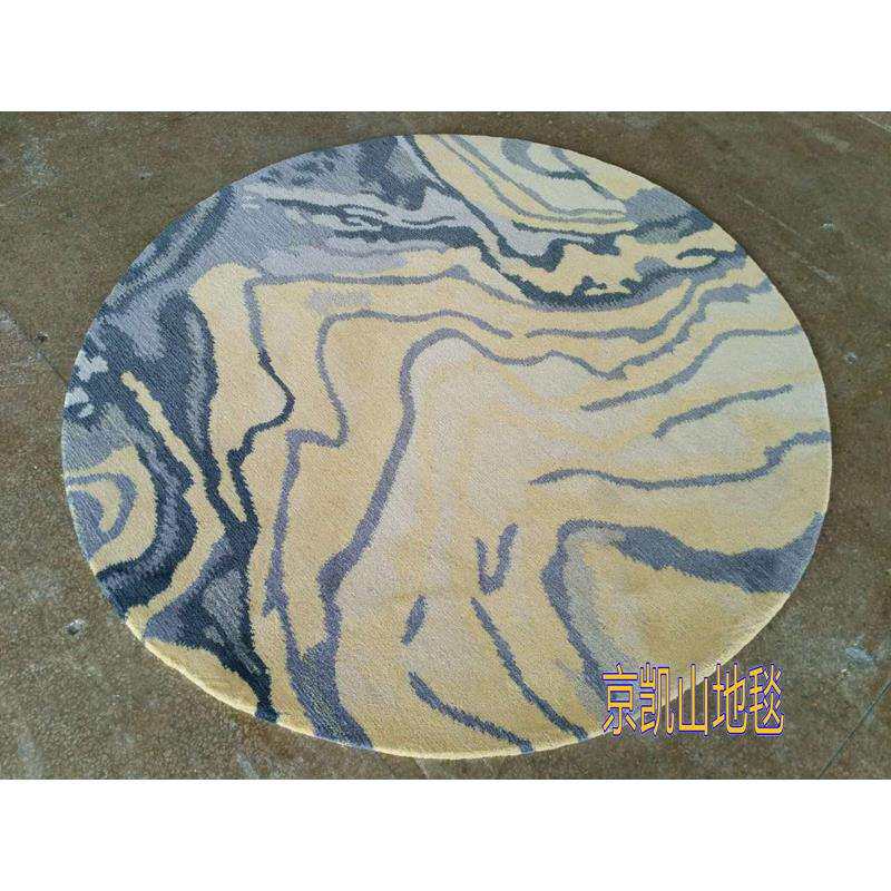 新中式抽象山水水墨画圆形手工晴纶客厅茶几地毯餐厅书桌椅子玄关