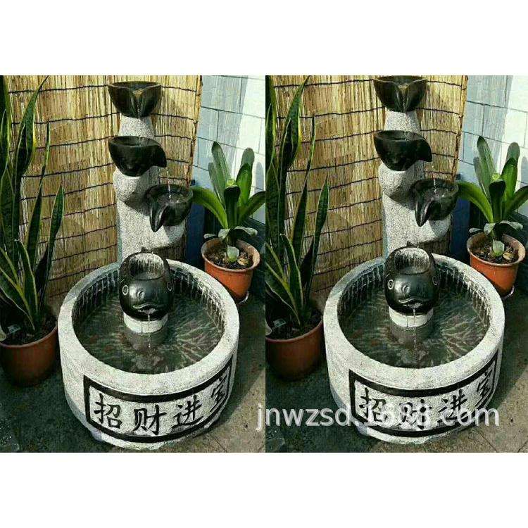 做旧青石石膏、石料工艺品制作 庭院仿古流水石器价格 古建石雕图