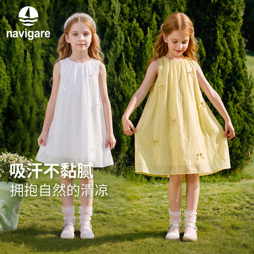 意大利小帆船女童薄款夏无袖裙子