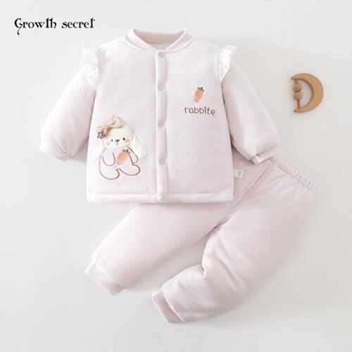 新生婴儿套装秋冬150g夹棉宝宝满月服睡衣长袖棉服保暖分体家居服