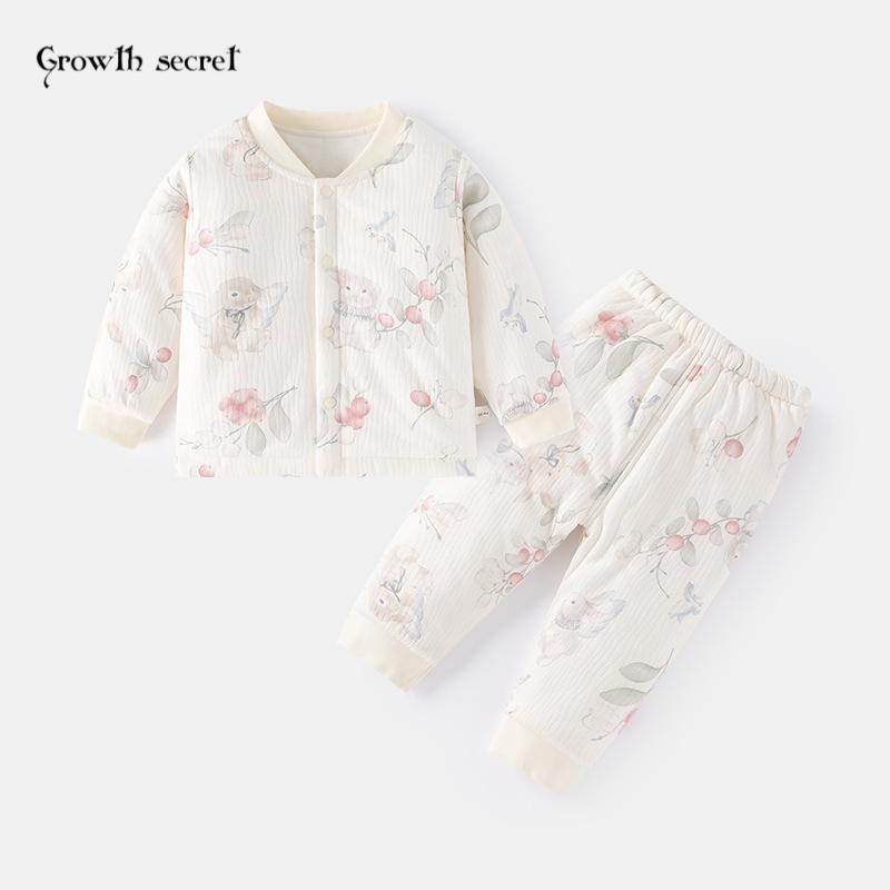 婴儿加棉套装宝宝棉衣棉裤120克夹棉加厚秋冬家居服内衣分体衣服