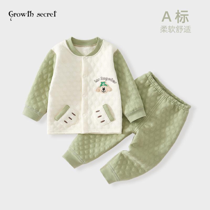 婴幼儿春秋夹棉套装秋季新生儿保暖秋衣秋裤宝宝分体内衣a类儿童