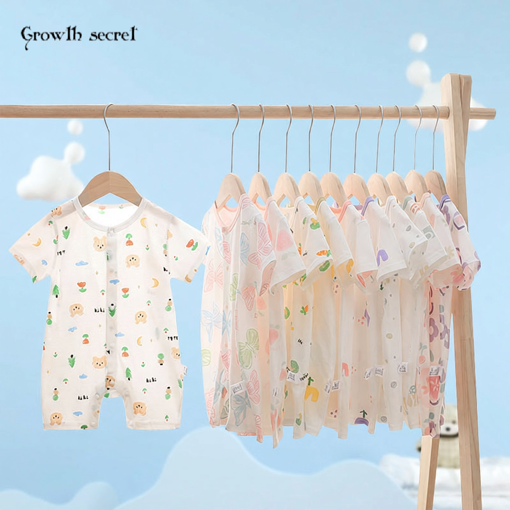 婴儿连体衣夏季薄款宝宝短袖外出服纯棉幼童爬爬服哈衣新生儿睡衣