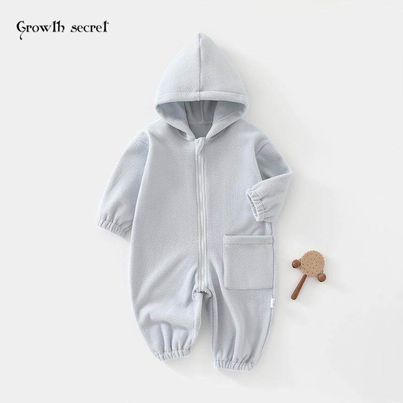 婴儿连帽外出服宝宝复合加绒外穿连体衣秋冬爬服儿童防风哈衣外套