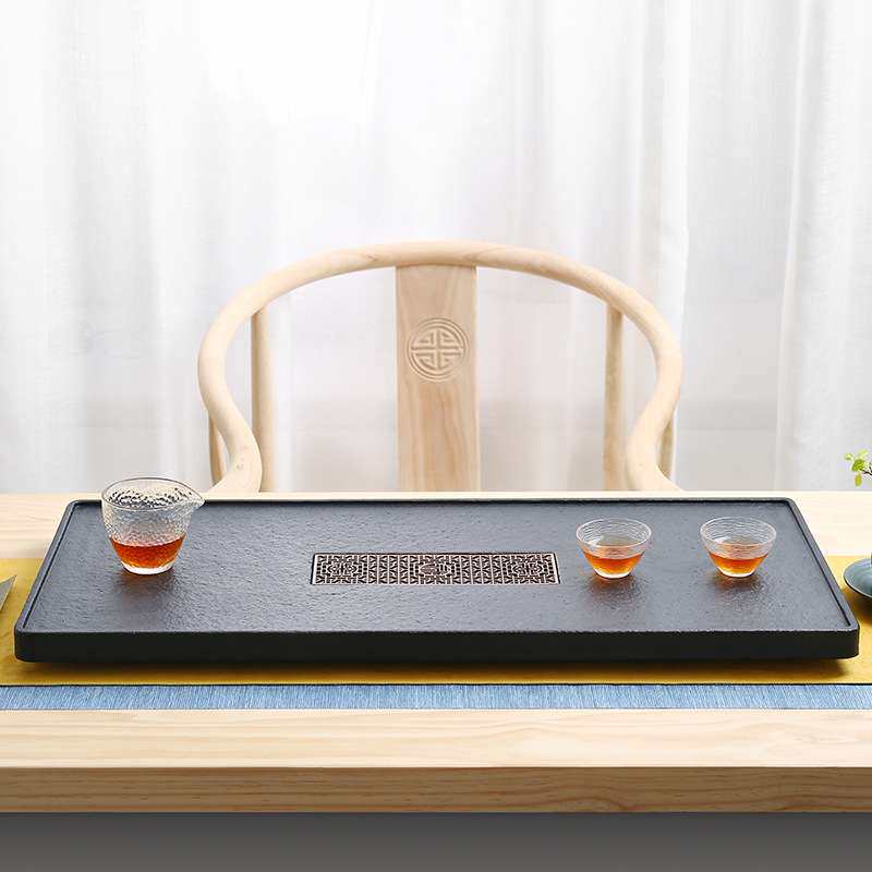 厂家供应加工 乌金石茶盘 窗台茶盘 整块黑金乌金石 石头茶盘