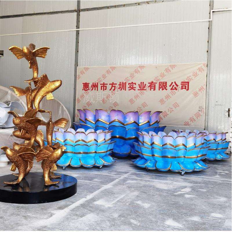 威斯顿户外仿真玻璃纤维莲花雕塑水景公园美陈植物模型景观摆件