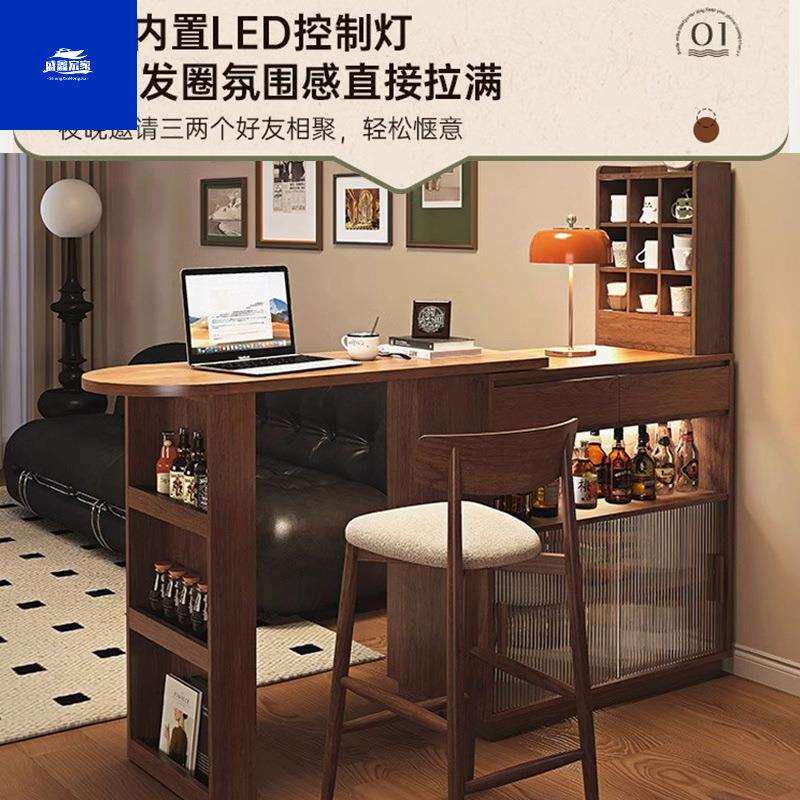 高端吧台桌子小户型客厅伸缩移动一体餐边柜隔断柜多功能边几酒桌