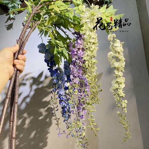高品质1.6米大束攀爬花艺紫藤柴藤花仿真花客厅门头花卉板房摆放