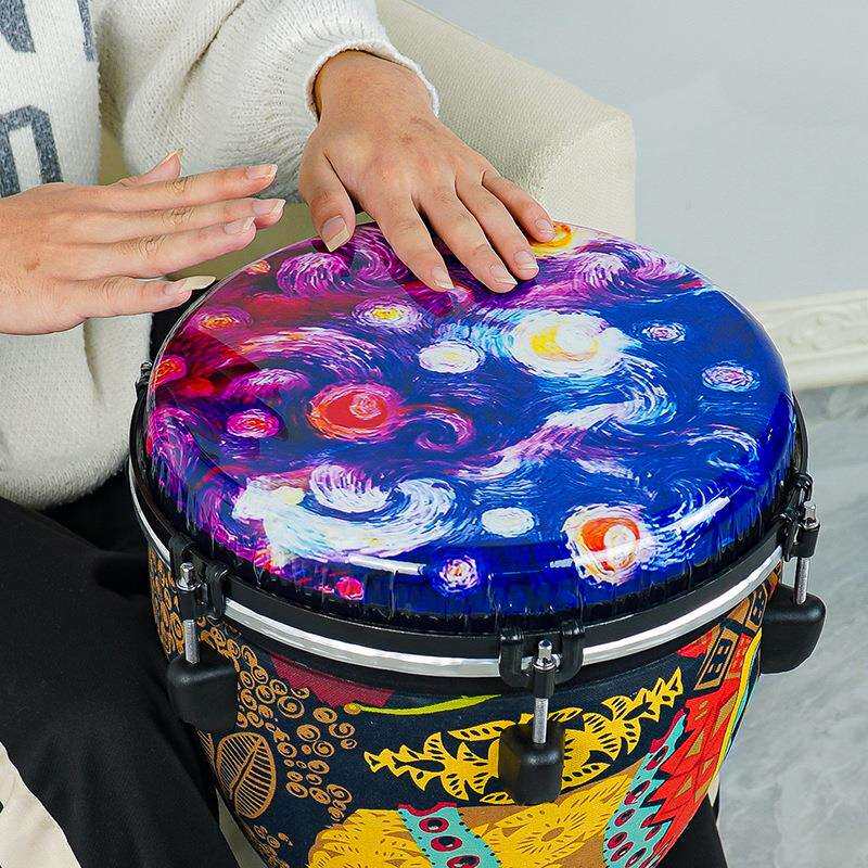 非洲鼓12寸免调音可绑绳手鼓初学专业打击乐器轻质鼓可调音手鼓