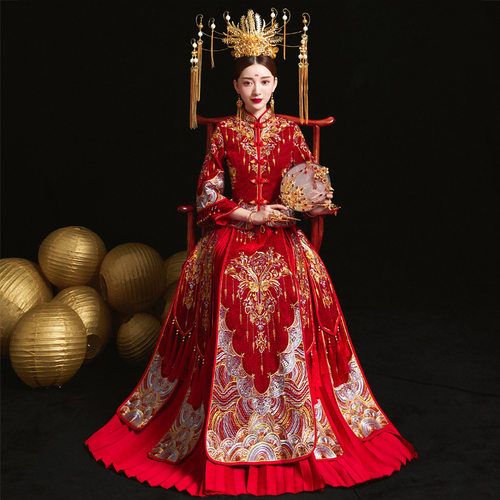 2026新款秀禾服新娘春夏结婚礼服中式嫁衣古代婚纱修身出阁服秀禾