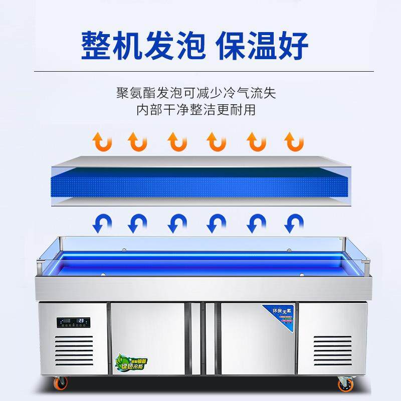 海鲜冰台冷藏展示柜商用超市不锈钢冰鲜台卧式点菜柜冷冻柜保鲜柜