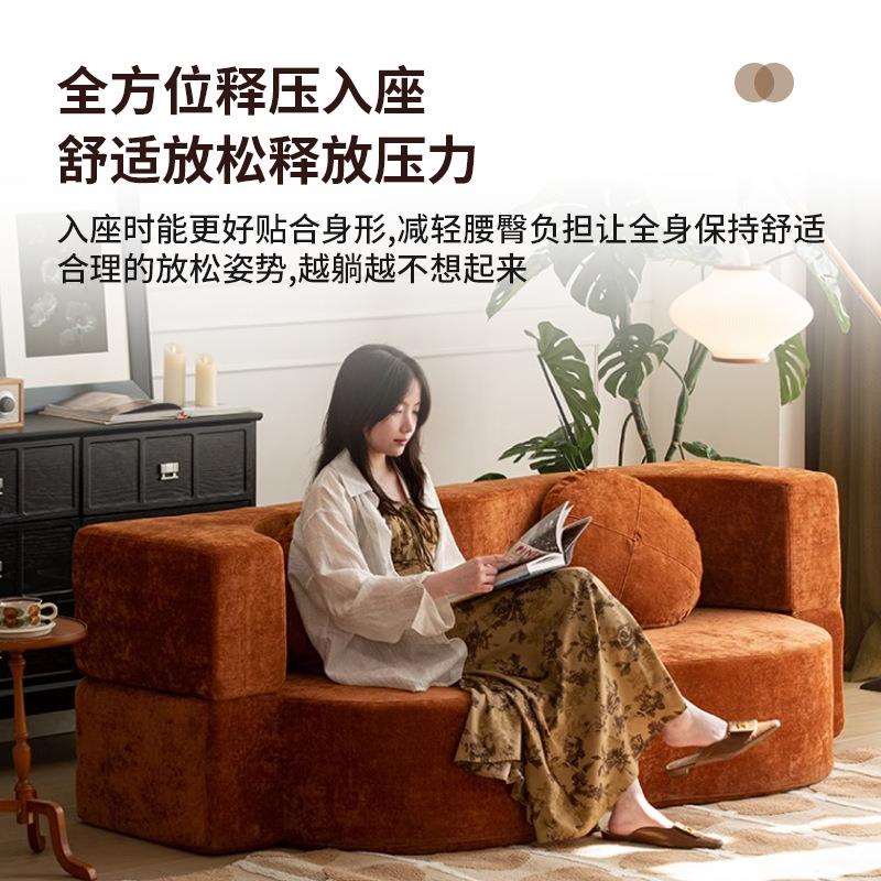 跨境压缩布艺连体沙发床小户型公寓民宿客厅拆洗可折叠懒人沙发床