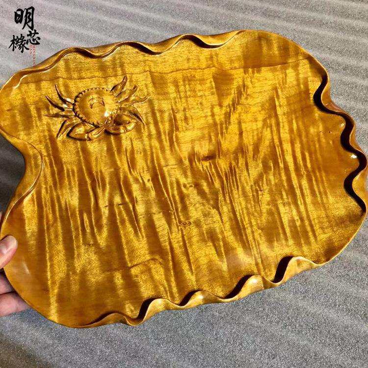 厂家 金丝楠木满水波木质摆件果盘 枯木料小叶桢楠茶盘工艺品