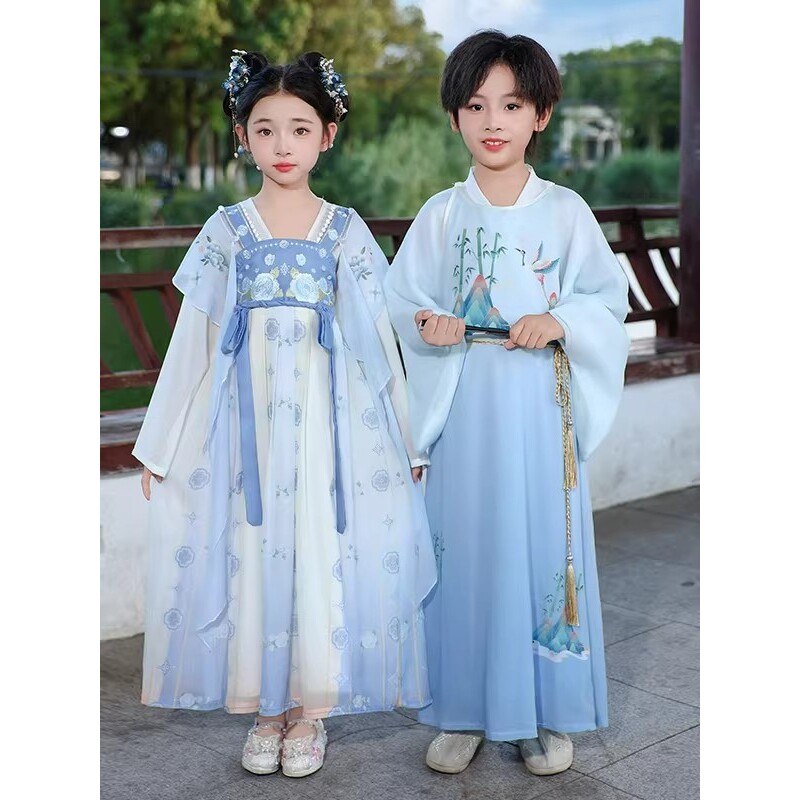 2026新款汉服男童女童襦裙超仙中国风唐装儿童古装国学演出服春秋