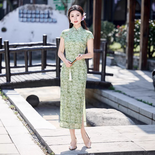 2026新款绿色旗袍旗开得胜中式国风改良旗袍女日常可穿旗袍裙高品