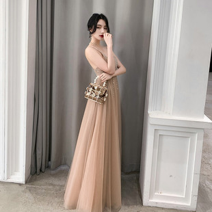 2026新款吊带礼服裙女年会主持人宴会气质名媛生日小礼服裙质
