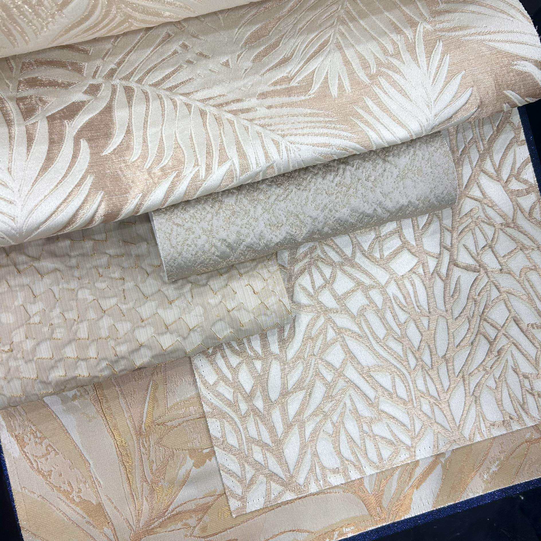 门幅280cm丝质金丝提花面料宽幅仿真丝几何现代简约复古美式提花