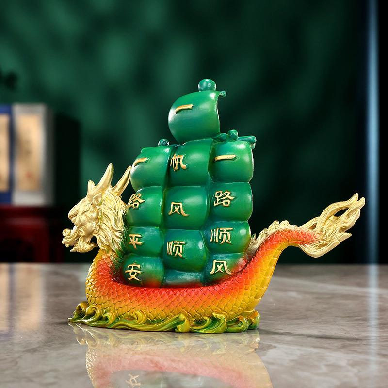 彩铜一帆风顺摆件 家居办公室龙舟装饰工艺品桌面帆船迷你摆设