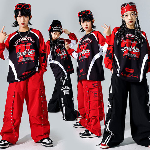 2026新款儿童多巴胺街舞演出服男童嘻哈马甲套装少儿hiphop