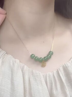 和田玉复古高级感福牌锁骨链女