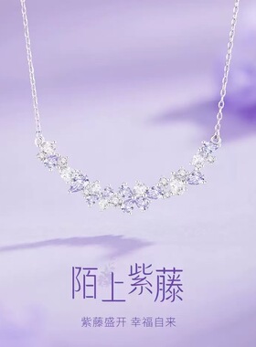 陌上紫藤白铜紫藤花项链女轻奢紫色浪漫吊坠锁骨链情人节日礼物