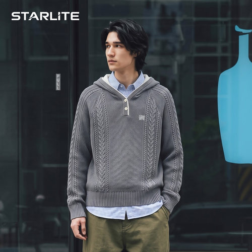 starlite连帽秋冬针织纹理毛衣
