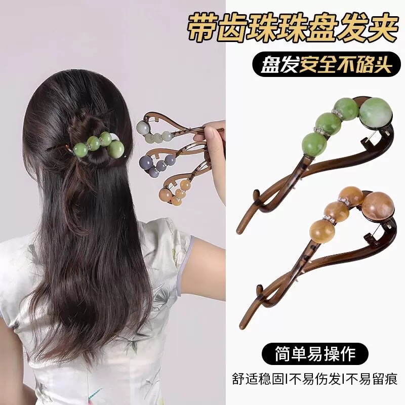 新款抓夹高级珠珠水钻发夹