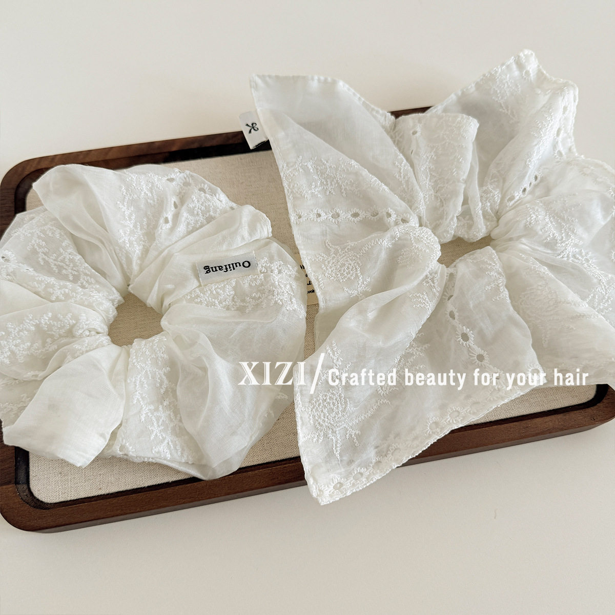 白色蕾丝大肠发圈女法式温柔刺绣发绳扎丸子头高马尾气质百搭发饰