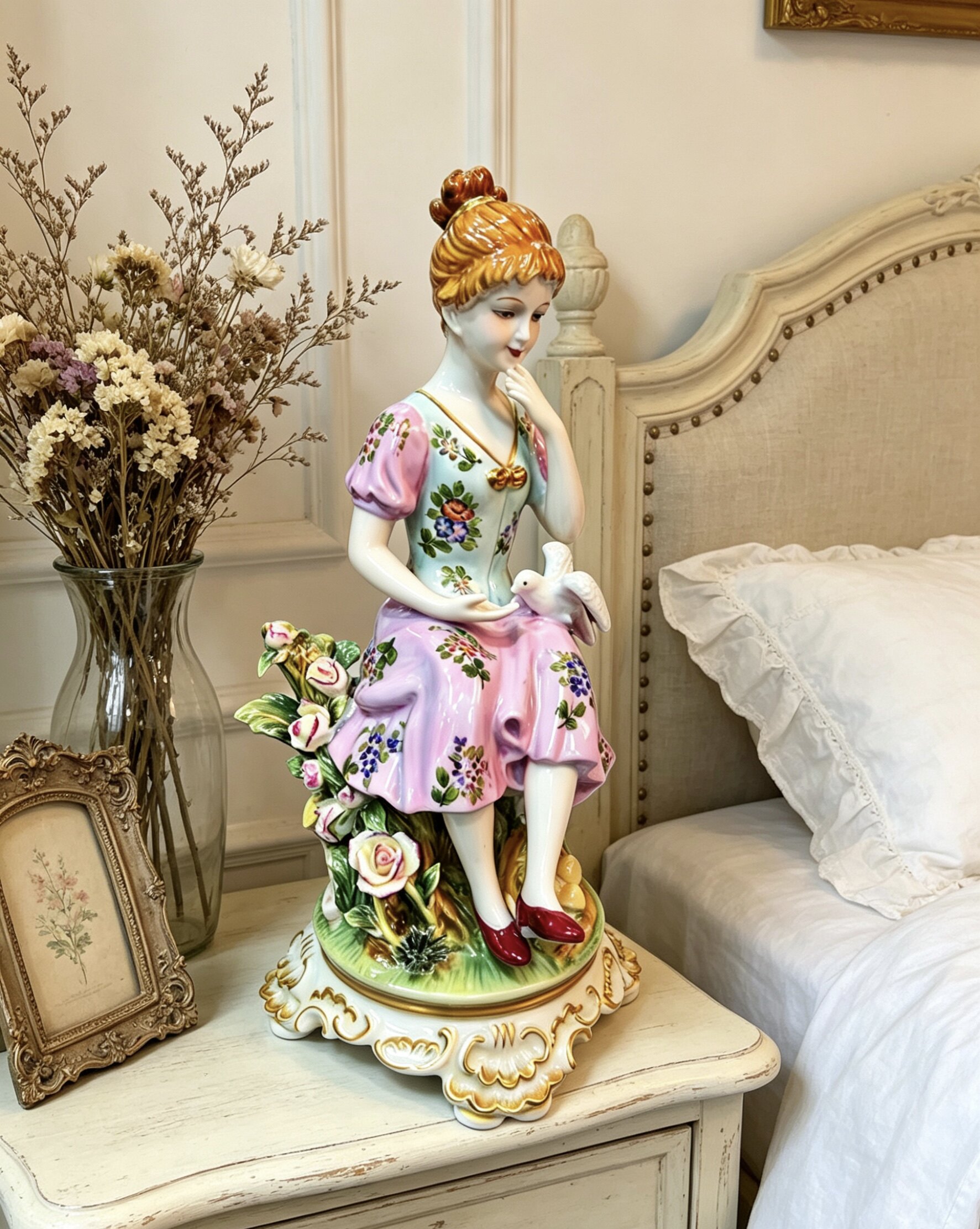 陶瓷美器&bull;春日少女&bull;瓷塑 家居装饰 适配阳台书房玄关 中古瓷器