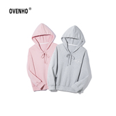 OVENHO文厚 不知来岁绣花V领连帽可抽绳卫衣