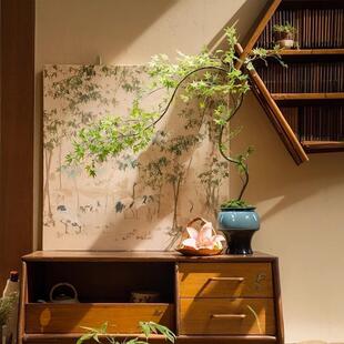 仿真绿植流泉枫高级古风新中式家居茶室装饰禅意玄关小型盆栽摆件