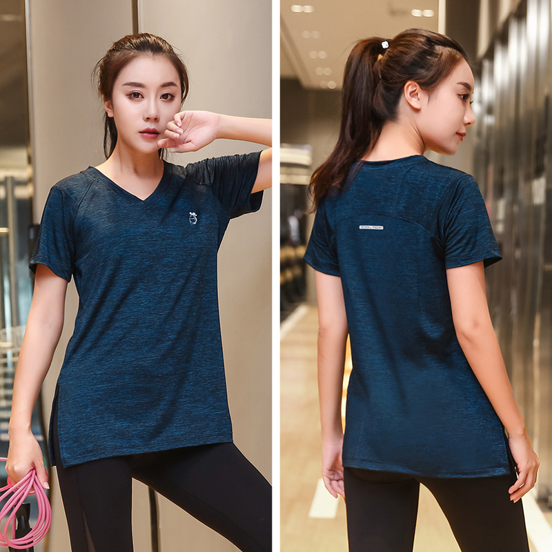 健身短袖运动上衣瑜伽中长款女