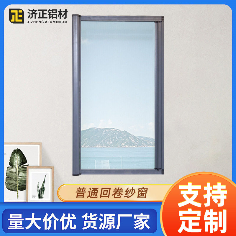 尼龙网纱窗 普通回卷纱窗纱门 铝型材厂家简约铝合金防蚊纱窗