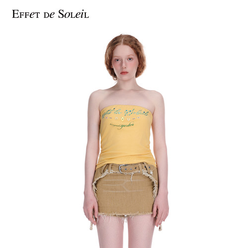 Effet de Soleil夏日感烫钻印花抹胸背心上衣女装新品26夏
