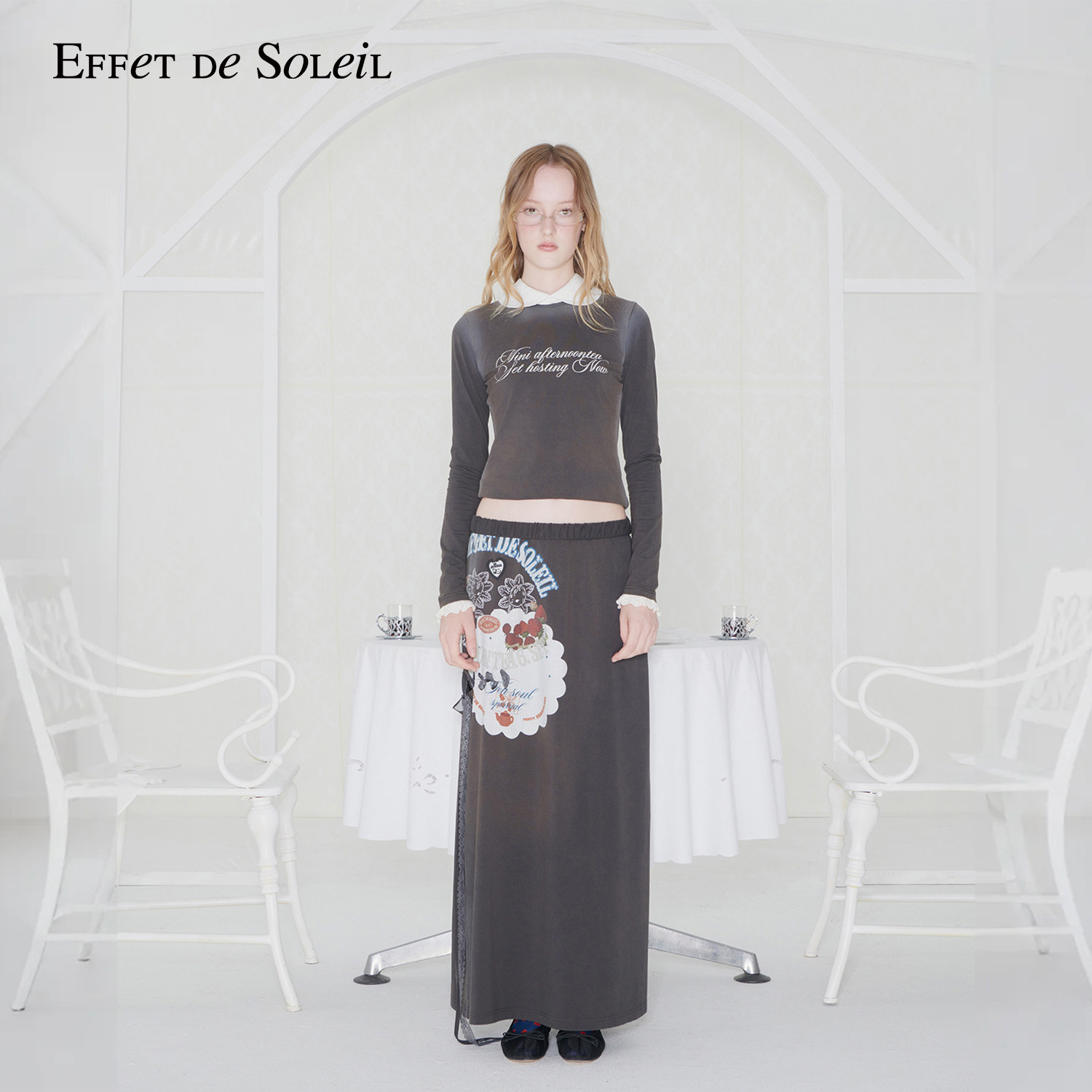 【明星同款】Effet de Soleil印花绑带长裙直筒半身裙女装
