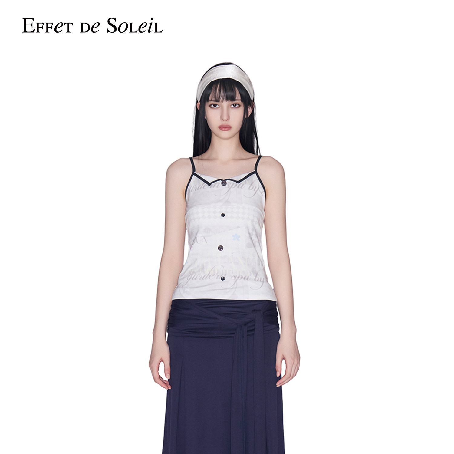 Effet de Soleil古典撞色小翻领吊带背心上衣女装新品26秋