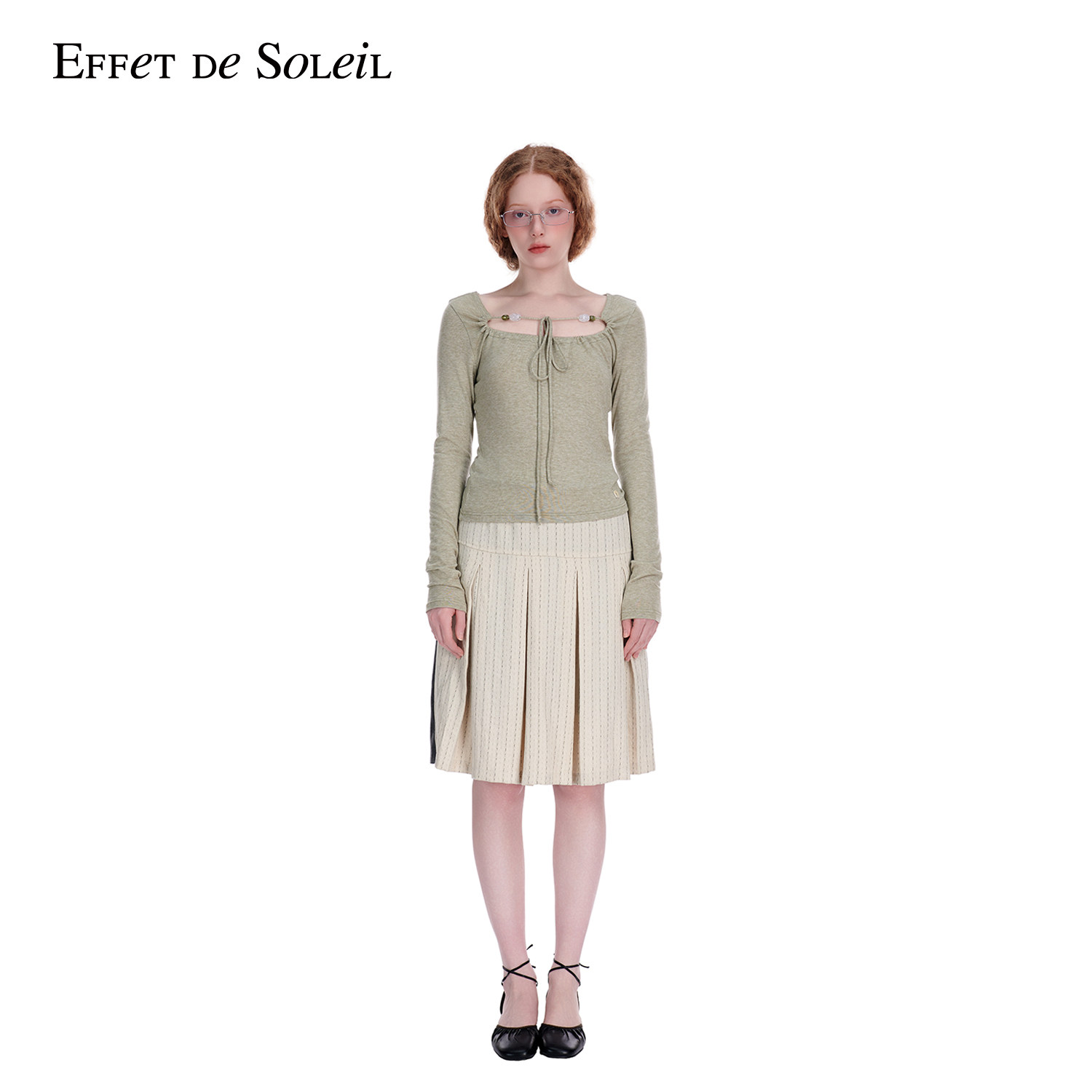 Effet de Soleil双面西装半身裙百褶裙中裙女装新品26春