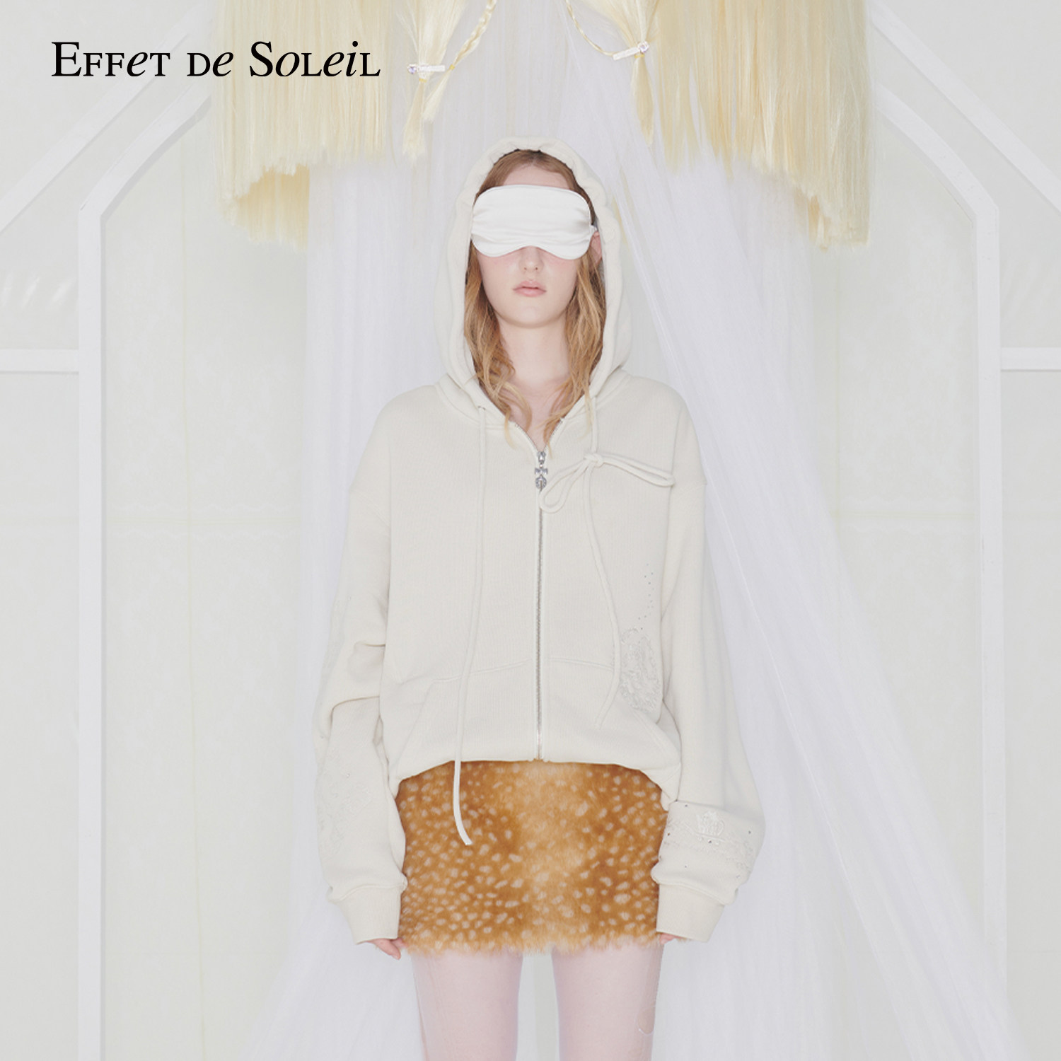 【明星同款】Effet de Soleil连帽开衫卫衣女拉链外套上衣