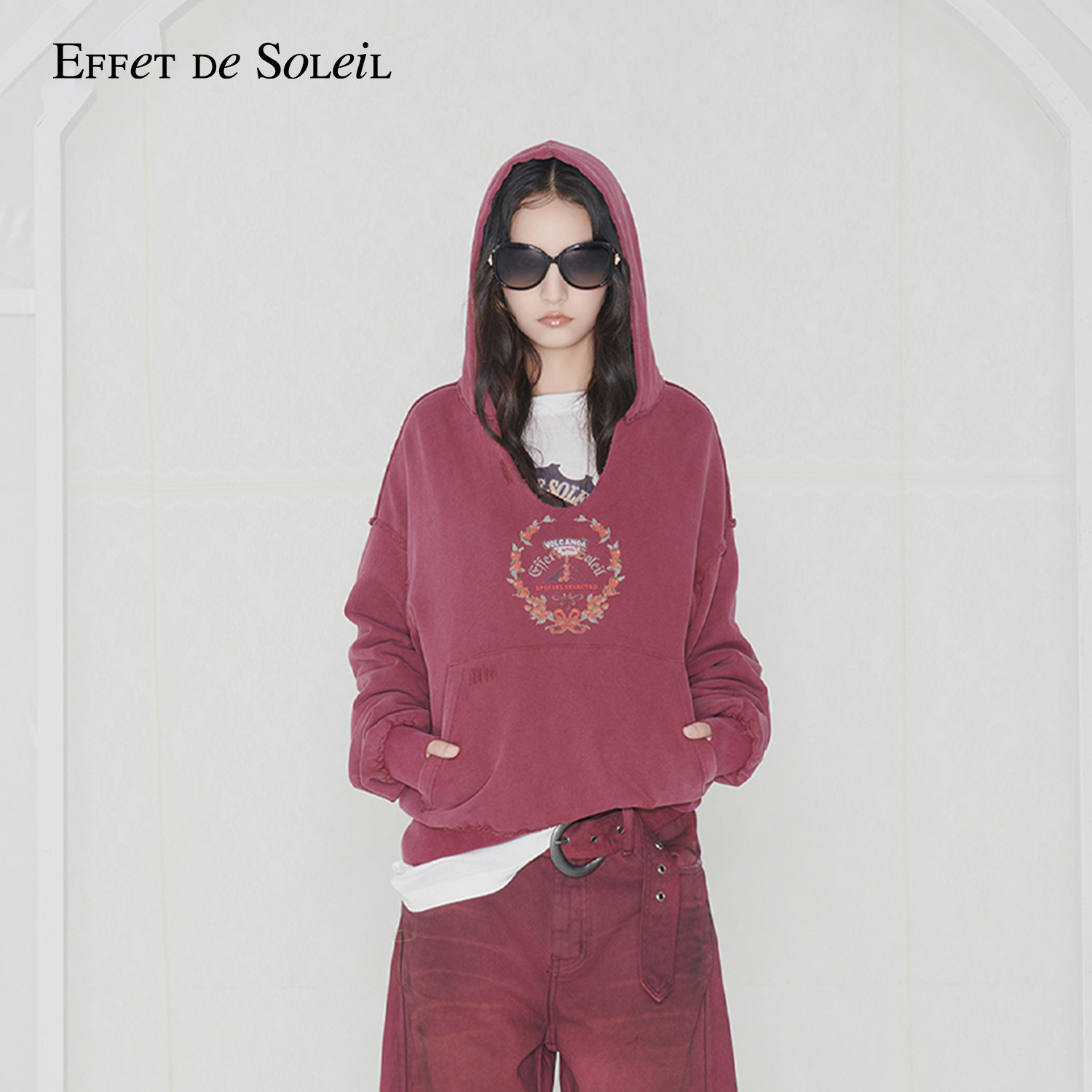 【博主同款】Effet de Soleil美式休闲宽松连帽卫衣女外套新品