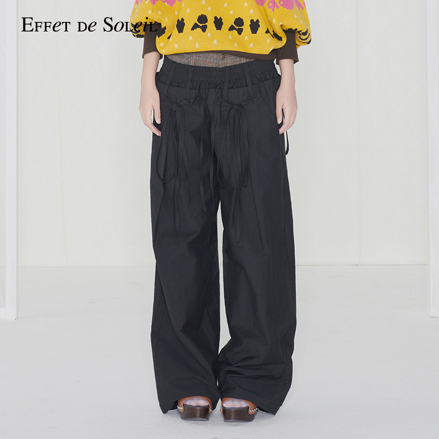 Effet de Soleil复古双腰头宽松低腰工装裤女休闲裤伞兵裤子新品