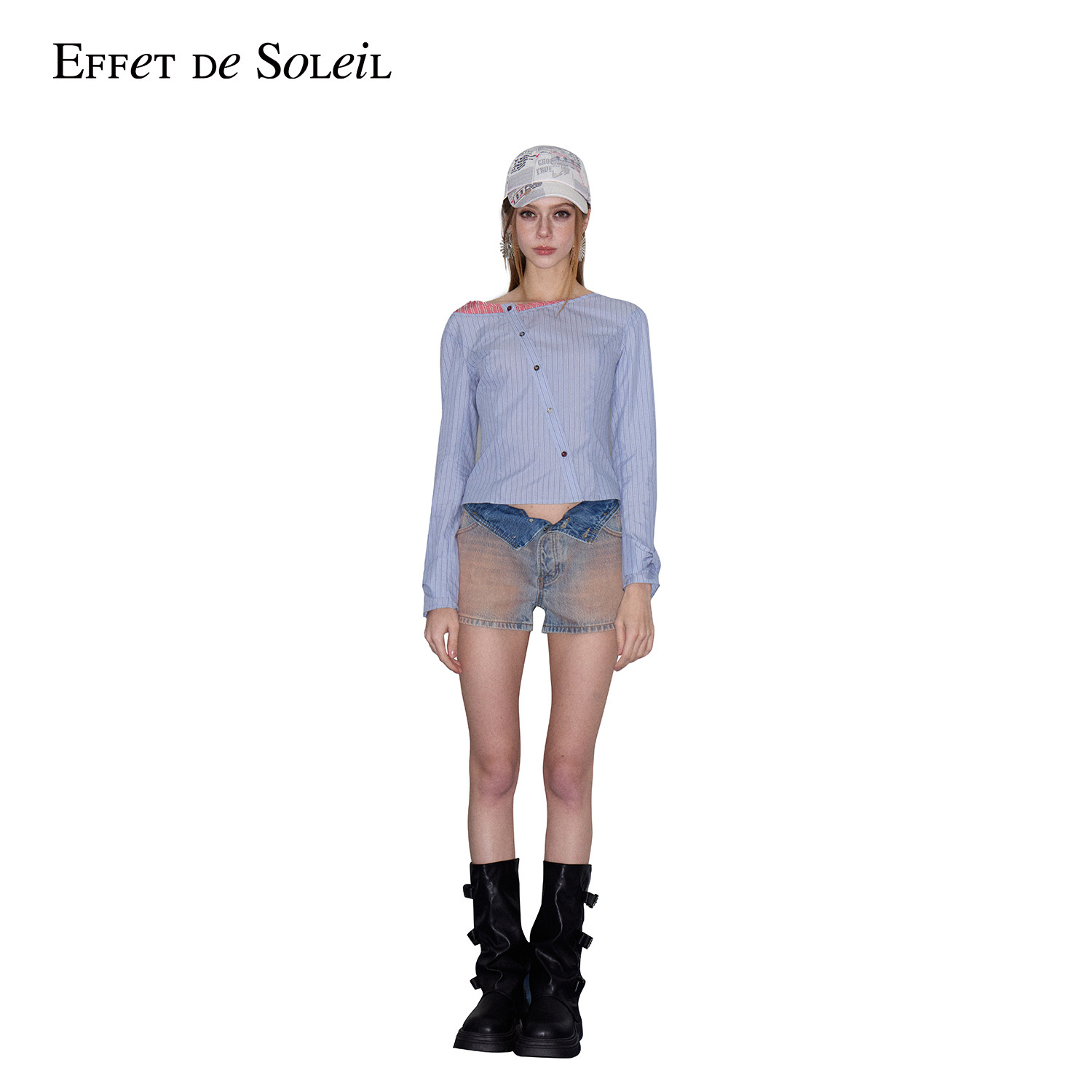Effet de Soleil可翻腰头牛仔短裤女装新品26夏